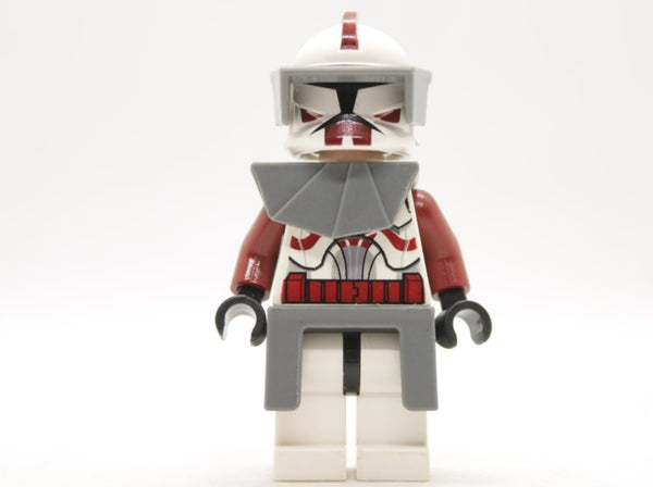 Clone Trooper Commander Fox, Coruscant Guard (Phase 1) - Dark Bluish Gray Visor, Pauldron, and Kama, Large Eyes, sw0202a